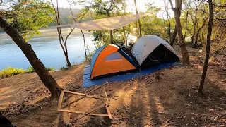 ACAMPAMENTO EM UM NOVO LOCAL PESCAMOS E PREPARAMOS ALMOÇO! pescaria