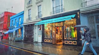 Grey & Rainy London Walk in Notting Hill & Kensington on Windy Winter Morning - 4K 60FPS