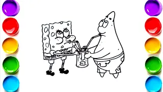 Bob sponja and Patrick star coloring page || How to draw Bob sponja and Patrick