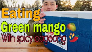 🇨🇦Eating green mango with spicy bagoong+lemon || inspired by Boy Tapang || Scooby Drew 📺 ||