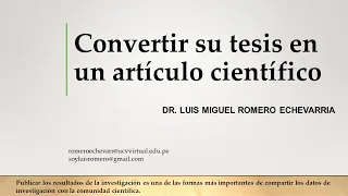 De tesis a artículo Luis Romero Parte 1