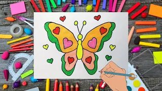 How to draw a butterfly 🦋🦋🦋|How to draw and paint a colorful butterfly picture for kids