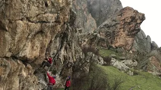 Rock Climbing . Besh Barmag mount. Azerbaijan