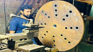 Very Interesting process of making big blade wheel for silage machine on Lathe machine.chaff cutter