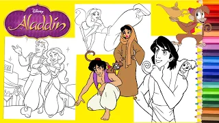 Coloring Aladdin & Jasmine - Market Place Coloring Pages for kids