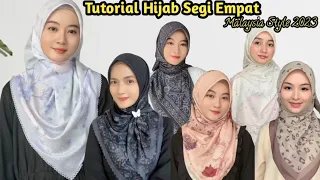 Cocok untuk lebaran, Kondangan, Kuliah!! Tutorial Hijab Segi Empat motif Malaysia Menutup dada 2023!