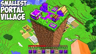 I found SECRET TINY PORTAL VILLAGE ON LONG DIRT TOWER in Minecraft ! PORTAL FORM VILLAGE !