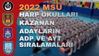 2022 MSÜ Harp Okulları Kazanan Adayların AYT ve ADP Sıralamaları (GÜNCEL)