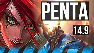 KATARINA vs PANTHEON (MID) | Penta, 10 solo kills, 6k comeback, Legendary | BR Diamond | 14.9