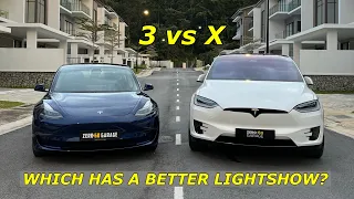 NEW Lightshow Battle: Tesla Model 3 vs Tesla Model X [FULL HD]