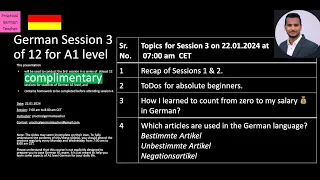 Recorded Content from Session 3 of German A1 Level for Batch 4.