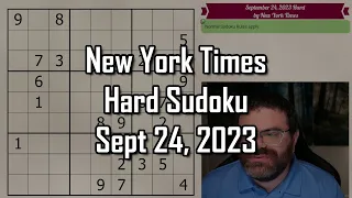 NYT Hard Sudoku Walkthrough | Sept 24, 2023