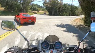 SUZUKI Bandit 1200 Scares away a FERRARI!!!? Going FULL THROTTLE @3:53 | POV | 4K UHD