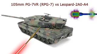 105mm PG-7VR (RPG-7) vs Leopard 2A0-A4 Turret Side Armor | Tandem - HEAT Simulation