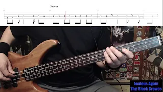 Jealous Again by The Black Crowes - Bass Cover with Tabs Play-Along