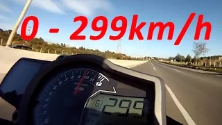 KTM 1290 Super Duke R - Acceleration 0-299km/h & Startup & Exhaust Sound & Burnout & Wheelie & Speed