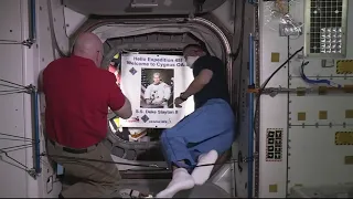 Crew of the International Space Station open hatch to Cygnus spacecraft