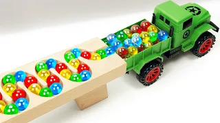 Marble Run Race ☆ HABA Slope & Retro Makita Truck, Garbage Truck Long Version #12