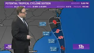 In the Tropics: Potential Tropical Cyclone 16 takes aim at Mid-Atlantic