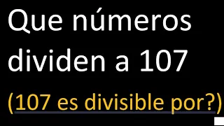 Que numeros dividen a 107 (107 es divisible por)