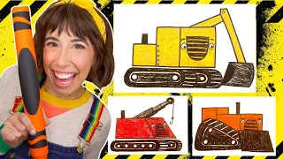 How to Draw a Digger Truck for Kids | Construction Trucks Step by Step Tutorial with Bri Reads