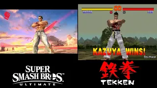 Kazuya Mishima ALL Win Poses Comparison - Smash Ultimate vs. Tekken 1,5 & 7