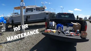 How we do the 100 HR maintenance on a Yamaha 300 Outboard Engine/ on our Ranger Tug R27OB