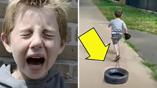 Teen Drags Tire To School Everyday, Gut Tells Neighbour To Film It !