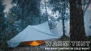 🎧 Solo RAIN CAMPING ⛈️ with warm tent in COLD HEAVY RAIN (SOOTHING RAIN SOUND)