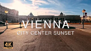 4K Vienna City Center Ringstrassen Boulevard Walk Sunset, ASMR