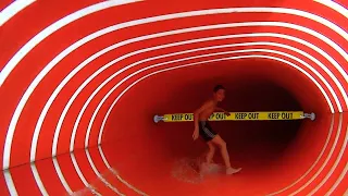 he found himself in a BANNED water slide...