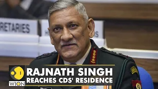 Indian Defence Minister Rajnath Singh visits CDS Bipin Rawat's residence, to brief on chopper crash