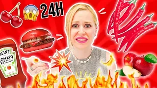 24 HORAS COMIENDO SOLO ROJO 🔴All Day Eating Red Food Challenge