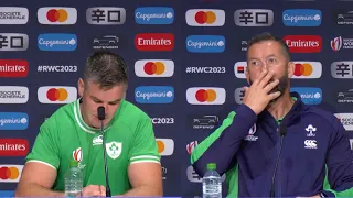 Dejected Sexton and Farrell face questions following Irish Rugby World Cup exit