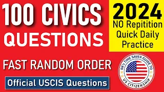 2024 Random 100 Civics Questions and Answers | US Citizenship Interview | Fast Easy Answer