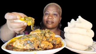 African food mukbang/ fufu with vegetable soup (eating Sound)