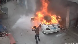 Car Burnt Down by Naughty Boys with Firecrackers