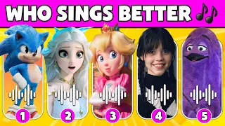 GUESS THE VOICE #29 WHO SING BETTER? Sonic, Wednesday, Elsa, Peach, Grimace Shake | Panda Quiz