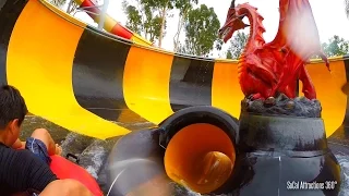 Dragon's Den Water Slide Ride (HD POV) - Raging Waters - Water Park