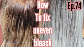 how to fix uneven bleach hair at home ep.74