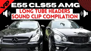 Mercedes E55 CLS55 AMG Long Tube Header Cold Start Sound Clip Compilation - VRP Long Tube Headers