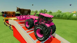 TRANSPORT Of Colours ! MINI Diy Tractors  TRUCK FENDT Valtra tractor TRACTOR Farming simulator 22#1