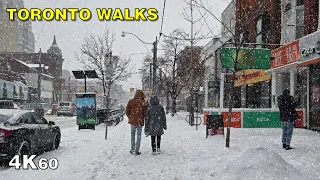 Big Winter Snowfall Walk in Downtown Toronto - January, 2020 [4K]