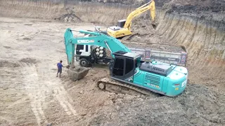 คลิปรวมรถขุด3ค่าย kobelco sk380xdlc,sk200 Sumitomo sh210! Cat 320d2 ตักดินใส่รถดั้ม!!ดูเพลินๆเลยครับ