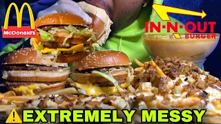 ⚠️EXTREMELY MESSY EATING🤤 MCDONALDS BIG MAC X3 & CHEESY IN-N-OUT ANIMAL STYLE FRIES | BIG BITES