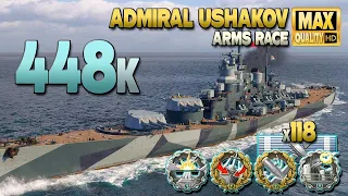 линкор Адмирал Ушаков: Гигантская игра на карте Петля - World of Warships