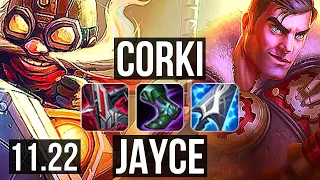 CORKI vs JAYCE (MID) (DEFEAT) | Rank 2 Corki, 8/0/3, Legendary, 300+ games | KR Master | 11.22