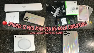 Iphone 12 pro max 256 GB Gold unboxing + accessories (asmr no talking)