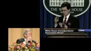 Footage of Bush's reactions to Colbert's Iraq Criticism