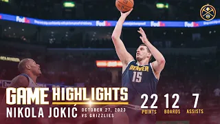 Nikola Jokić Secures a Double-Double | Full Game Highlights vs. Grizzlies | 10.27.23